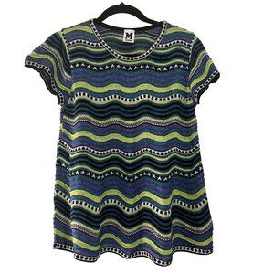 M Missoni Women's Multicolor Jacquard Knit Glitter Wave Pattern Stretch  Size 40